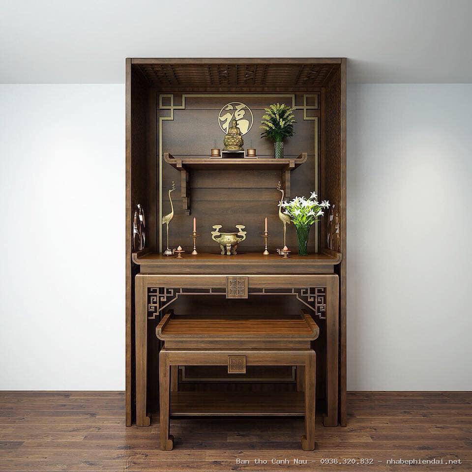Bàn thờ đứng gỗ sồi màu cánh gián mẫu Đại Cát tại Hà Đông