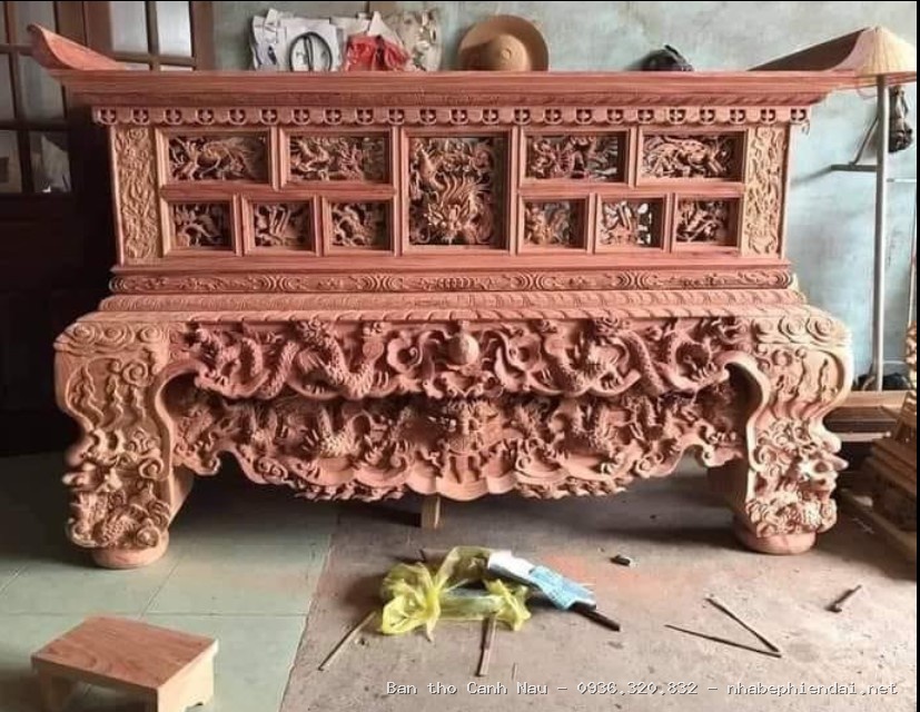 Bàn Thờ Gia Tiên Gỗ Sồi -BT02 tại Tây Hồ