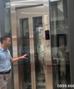 Chia sẻ chi tiết thang máy gia đình 350kg khung thép vách kính