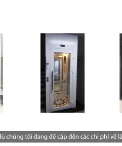 Thang máy vách kính inox gương vàng - chi tiết máy 7