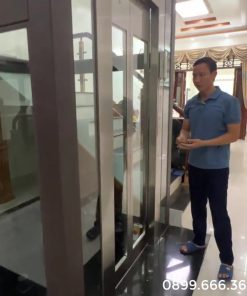 Thang Máy Gia Đình 450kg Khung Thép Kính Cường Lực Trắng Siêu Thoáng