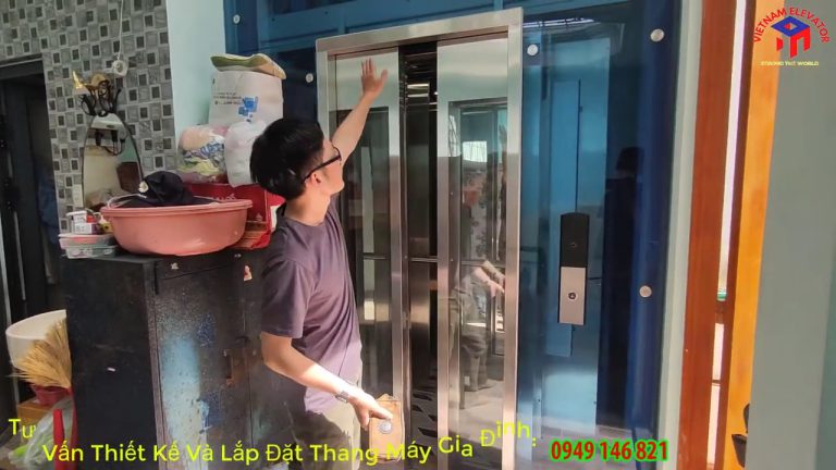 Mẫu Thang Máy Gia Đình Kính Xanh Sang Trọng Quý Phái (3)