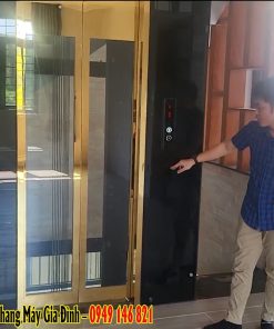 Thang máy kính đen inox gương vàng Biên Hòa - chi tiết máy 3