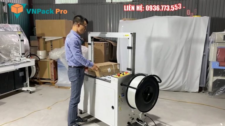 Máy Đai Thùng Carton KMS-101A Máy Đai Thùng Carton KMS-101A _ Máy Đóng Đai 3 Động Cơ Công Suất 1000W – Lực Siết 80Kg _ VNPackPro