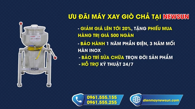Máy xay giò chả công nghiệp 3KG Máy xay giò chả công nghiệp 3KG cho kinh doanh nhỏ và gia đình _ Điện máy NEWSUN (4)