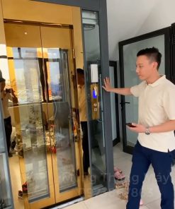 Thang máy vách kính inox gương vàng - chi tiết máy 5