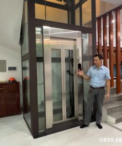 Thang Máy Gia Đình 350kg Khung Thép Kính Trắng Trong