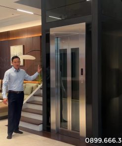 Thang máy kính khung thép 450kg cho biệt thự Vinhomes Riverside Long Biên - chi tiết máy 4