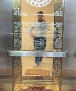 Thiết kế thang máy gia đình 350kg cấu hình inox gương vàng sang trọng tại Hà Nội #thangmaygiadinh