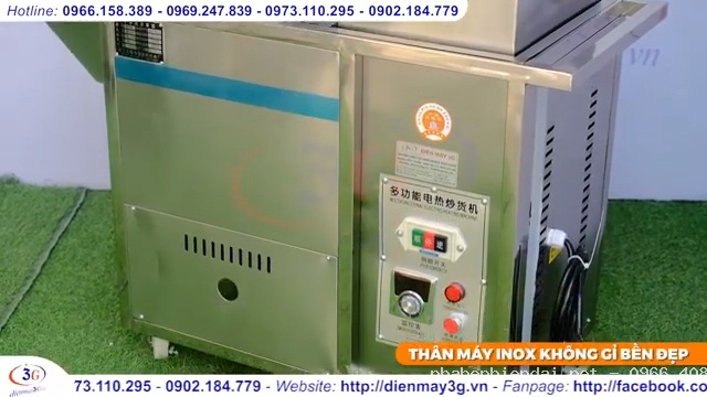 Máy rang lạc GL15 dùng điện 6 – 8kg/mẻ cho cơ sở rang lạc và ngũ cốc quy mô nhỏ