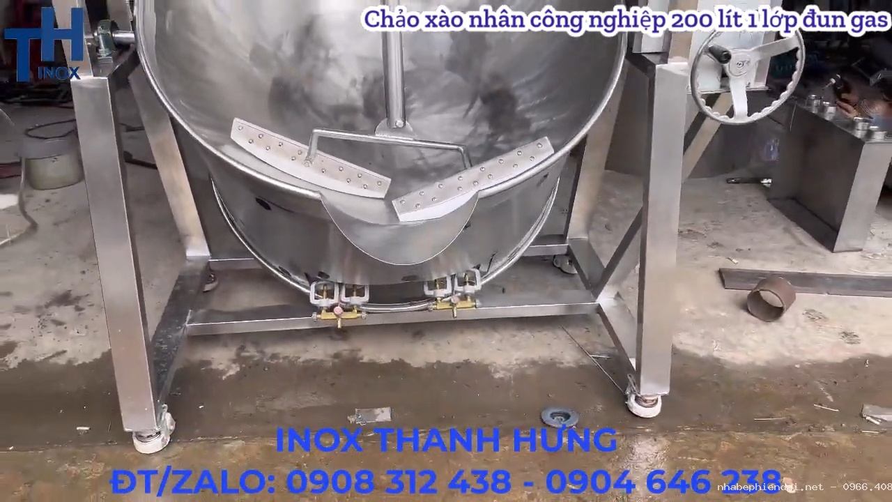 Chảo Xào Nhân Công Nghiệp 200 Lít 1 Lớp Đun Gas