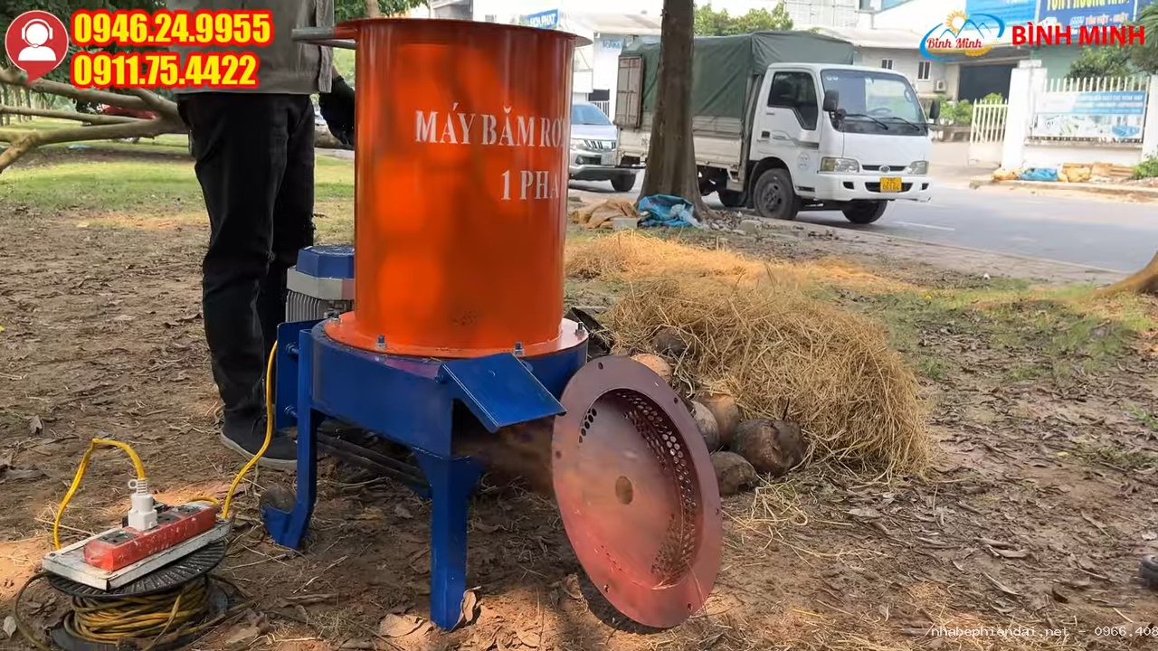 Máy băm rơm dừa 1 pha – xử lý vỏ dừa và rơm khô đa năng