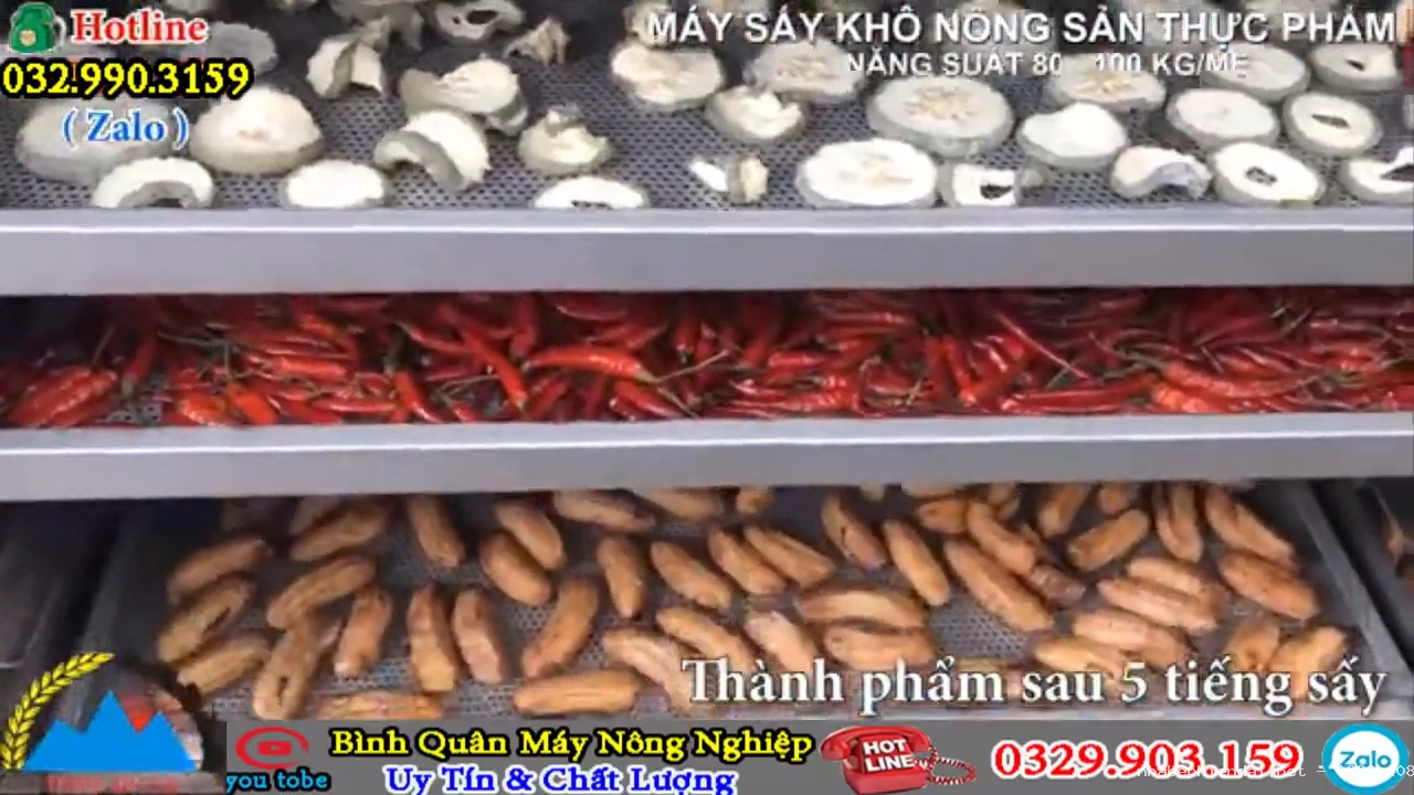 Máy sấy nông sản thực phẩm đa năng Bình Quân sấy khô, sấy giòn, sấy dẻo