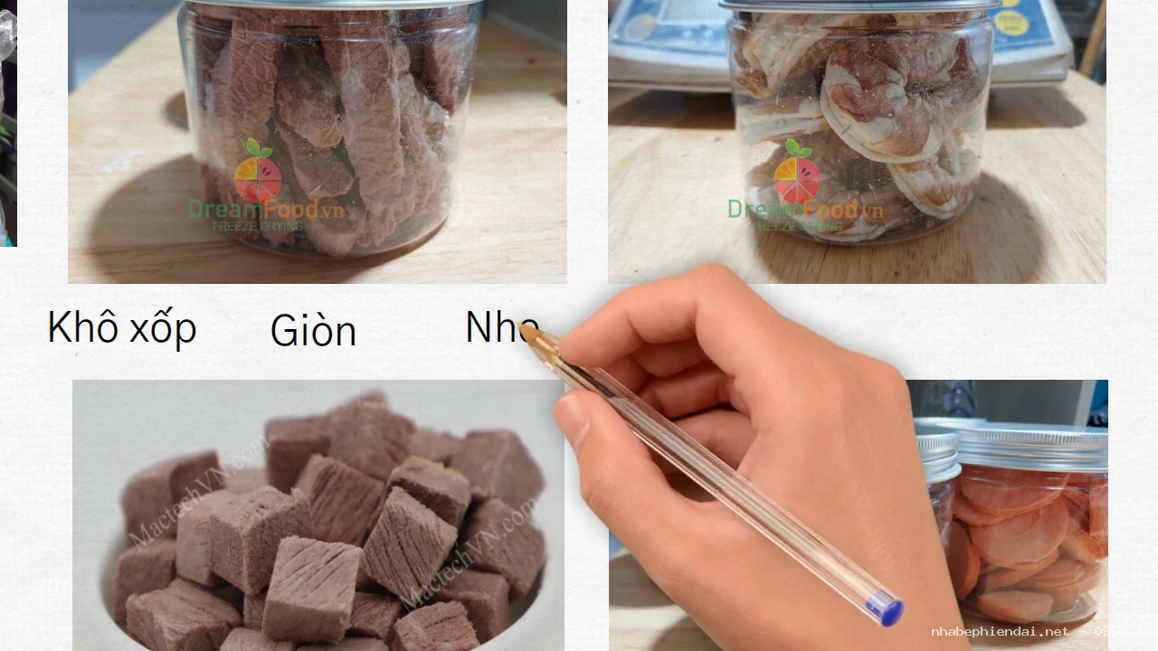 Thịt bò sấy thăng hoa miếng xốp, giòn, không co ngót