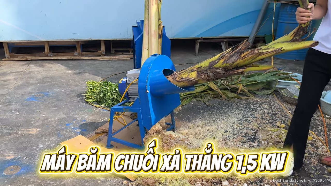 Máy băm chuối xả thẳng 1,5 kW băm chuối, rau cỏ, thân ngô