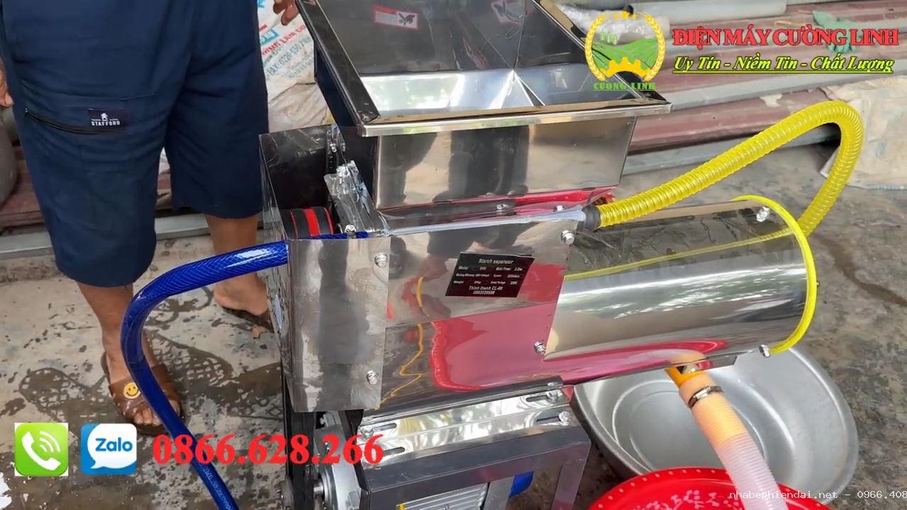 Bàn giao máy xay vắt nghệ, máy xay vắt sắn dây liên hoàn mô tơ 3 kW tại Hải Dương