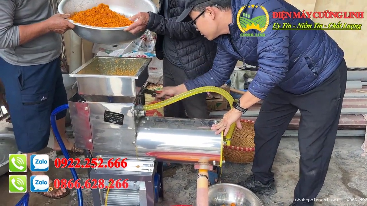 Bàn giao máy xay vắt nghệ, máy xay vắt sắn dây liên hoàn mô tơ 3 kW tại Hải Dương