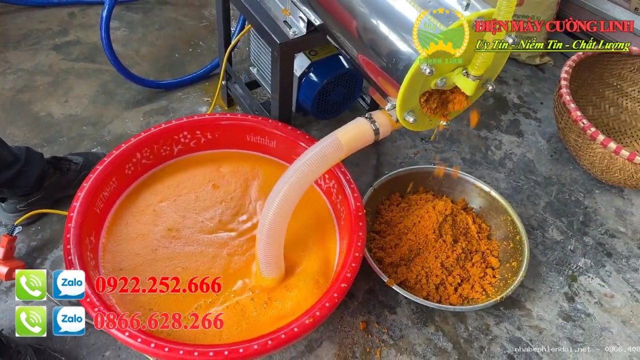 Bàn giao máy xay vắt nghệ, máy xay vắt sắn dây liên hoàn mô tơ 3 kW tại Hải Dương