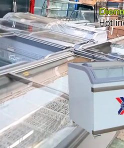 Tủ đông kính cong siêu thị – Tủ đông trưng bày thực phẩm đông lạnh IARP nhập khẩu, thanh lý