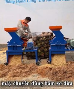 Máy băm xơ dừa B250 hệ truyền động bánh đà cắt vỏ dừa tươi và khô