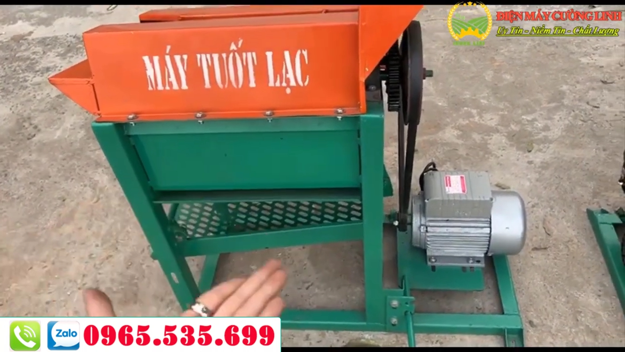 Máy tuốt lạc, máy tách củ lạc khỏi thân lạc bằng cuồng tuốt và sàng rung