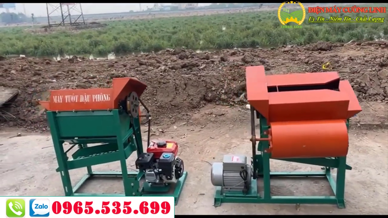 Máy tuốt lạc, máy tách củ lạc khỏi thân lạc bằng cuồng tuốt và sàng rung