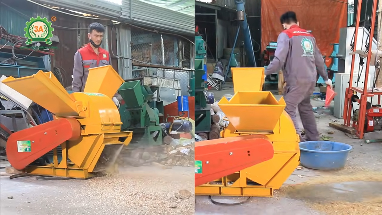 Máy xay gỗ, xơ dừa tươi 3A băm nghiền vỏ dừa, cành cây thành dăm mùn