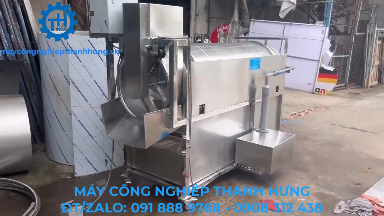 Máy vắt ly tâm công nghiệp 100L inox 304 dùng tách dầu hành phi và tách nước tỏi phi