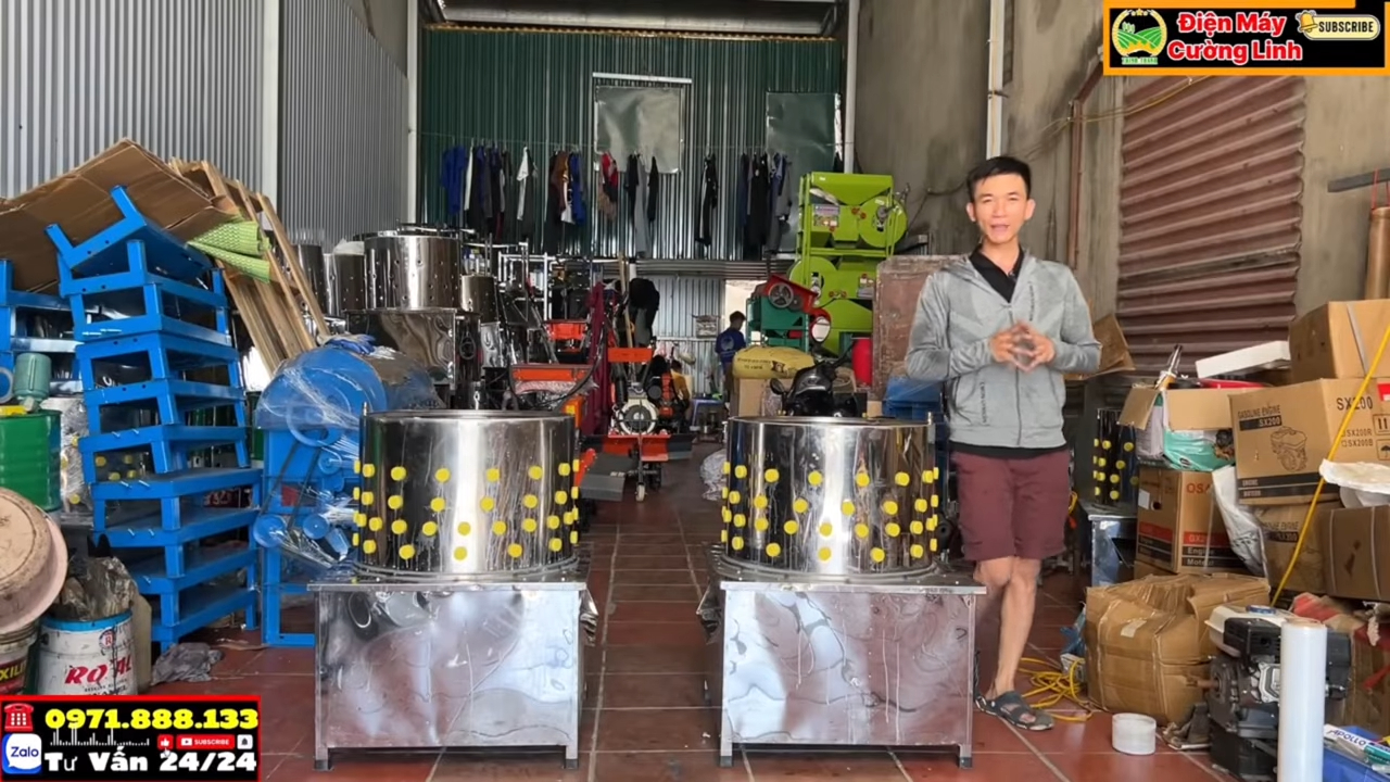 Máy vặt lông gà lông vịt lồng 60 motor 1.5HP xử lý gia cầm sau chần nước nóng