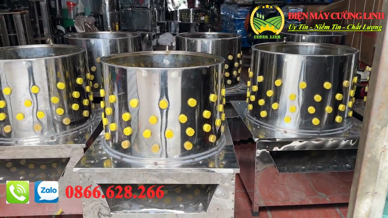 Máy vặt lông gà vịt siêu sạch inox – lồng quay núm cao su tách lông gia cầm