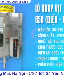 Lò Lu Quay Vịt Gà Kính Xoay 850 Dùng Điện 100%