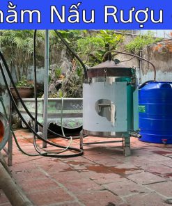 Lò Hơi Đốt Củi Cấp Hơi Sang Nồi Nấu Rượu và Tủ Nấu Cơm Bộ 100kg Gạo