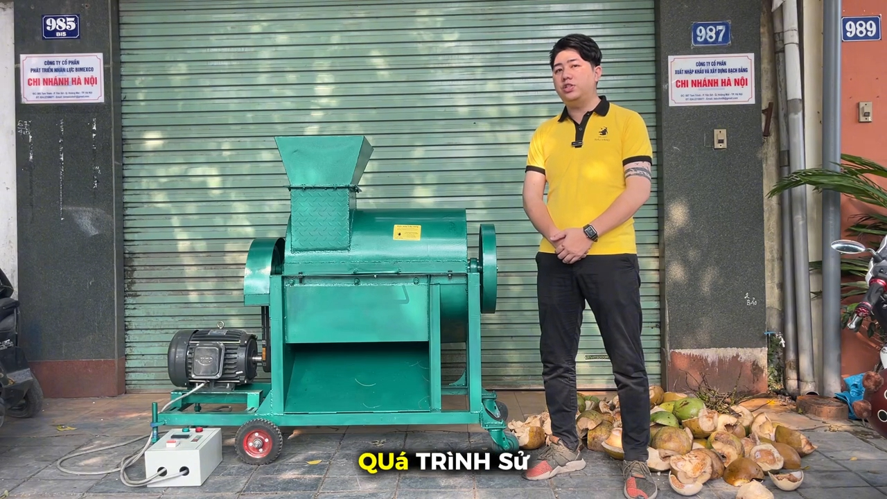 Máy băm xơ dừa XD800 cắt vỏ dừa tươi và khô tạo mùn dừa