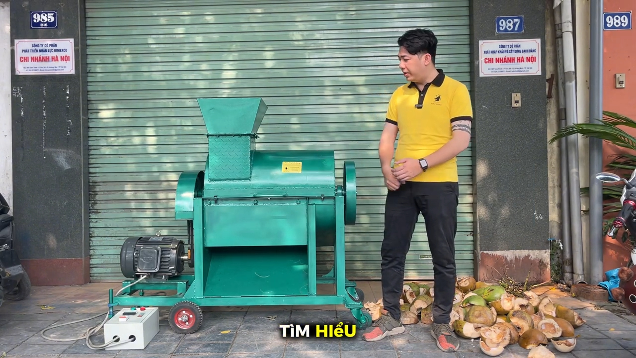 Máy băm xơ dừa XD800 cắt vỏ dừa tươi và khô tạo mùn dừa