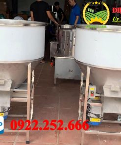 Máy trộn cám 100kg inox 304 trục xoắn cho hạt cám, bột khô chăn nuôi