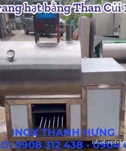 Máy rang hạt bằng than củi kết hợp điện rang đậu phộng, rang ngũ cốc và nông sản khô