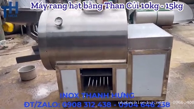 Máy rang hạt bằng than củi kết hợp điện rang đậu phộng, rang ngũ cốc và nông sản khô