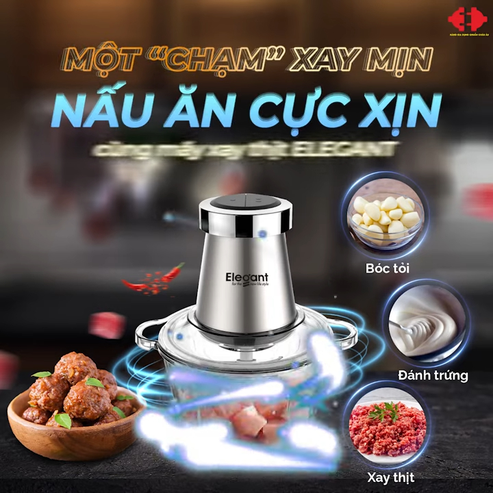 Máy xay thịt đa năng 3.1 ELEGANT nhập khẩu Đức – xử lý thịt, tỏi, trứng trong một thiết bị