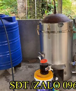 Nồi nấu rượu bằng đồng đun bằng bếp dầu thải