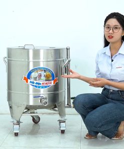 Nồi nấu cháo inox 40L vung kính truyền nhiệt bằng dầu ăn