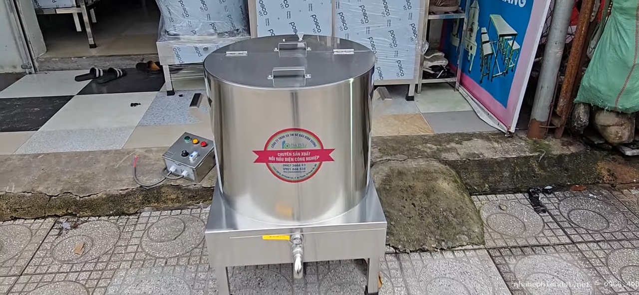 Nồi hầm xương điện 100 lít inox 304 xuất khẩu theo yêu cầu, tủ điện treo tường - Hình 8