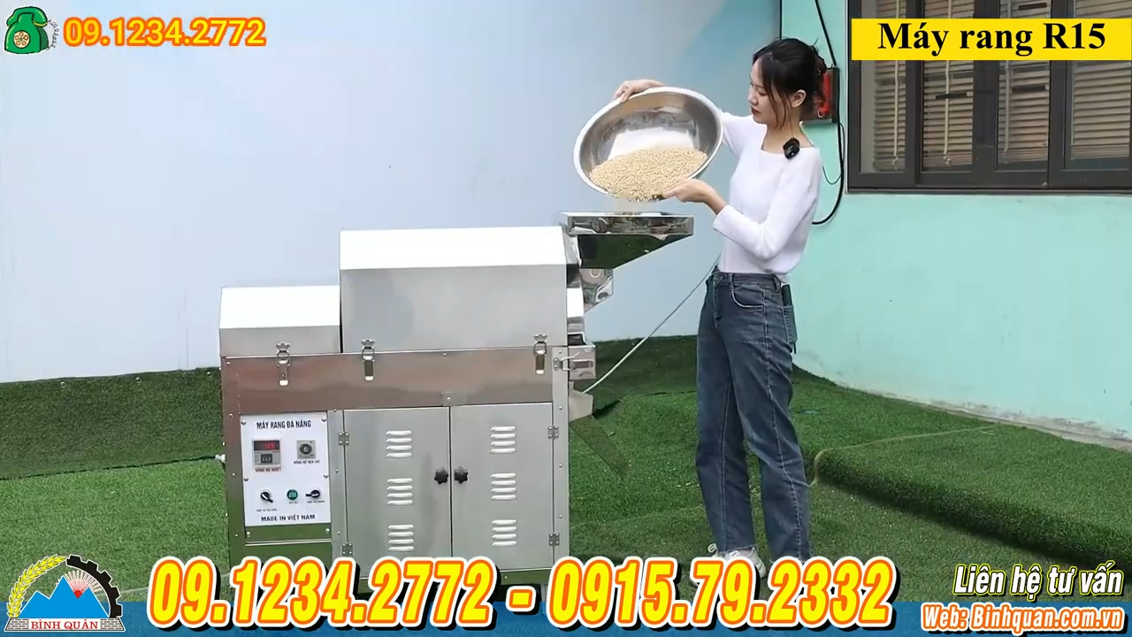 Máy rang hạt bằng điện tự động 3 pha dùng cho hạt khô và hạt nông sản