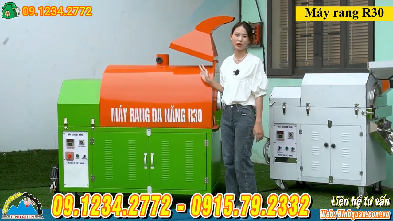 Máy rang hạt bằng điện tự động 3 pha dùng cho hạt khô và hạt nông sản
