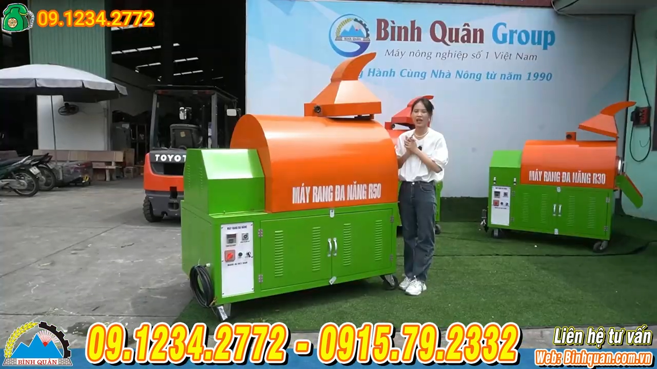 Máy rang hạt bằng điện tự động 3 pha dùng cho hạt khô và hạt nông sản
