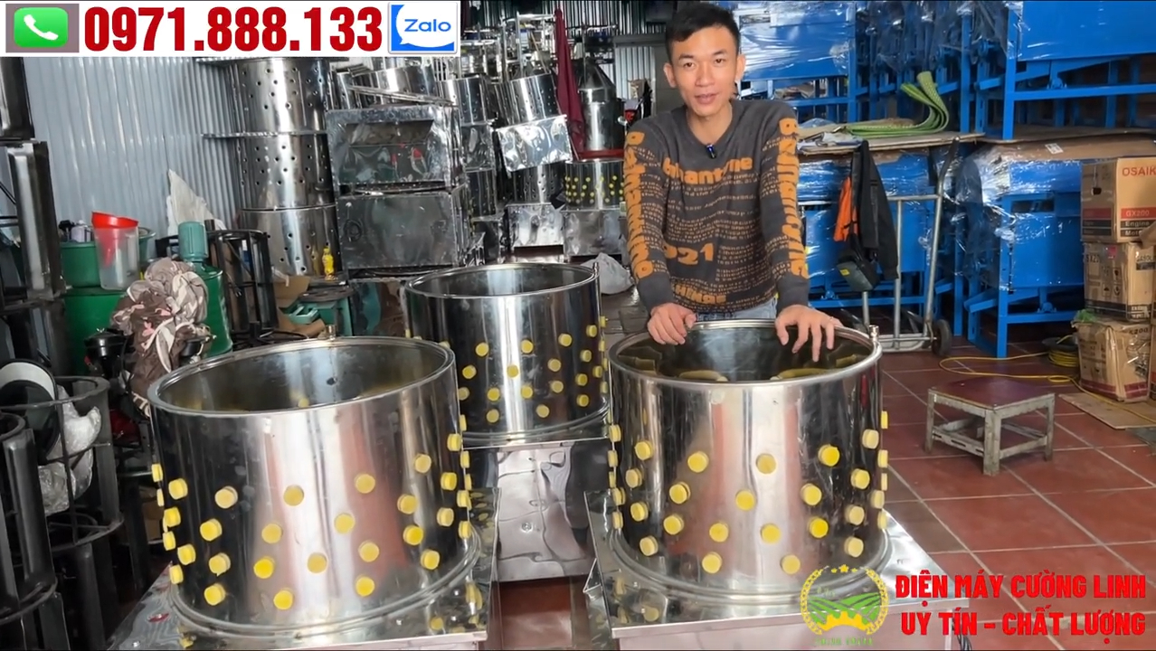 Máy vặt lông gà vịt lồng 55 và lồng 60 tách lông gia cầm nhanh trong khu giết mổ nhỏ