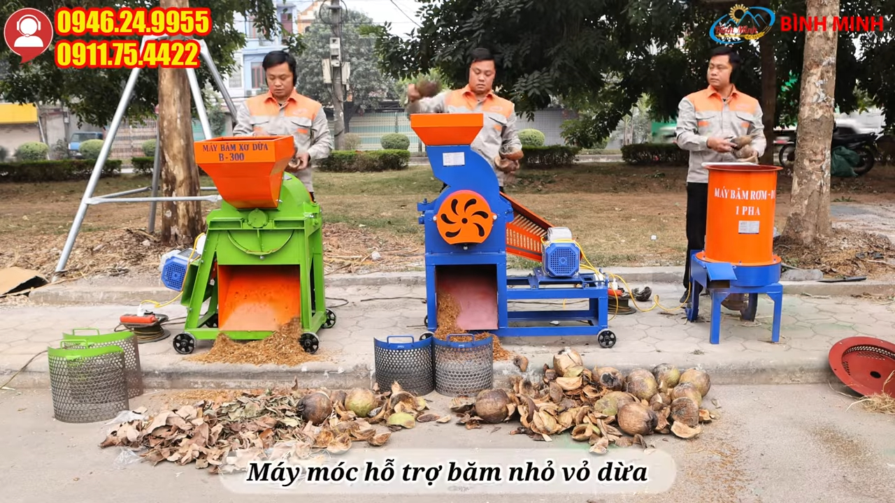 Tư vấn máy băm xơ dừa 1 pha cho hộ gia đình
