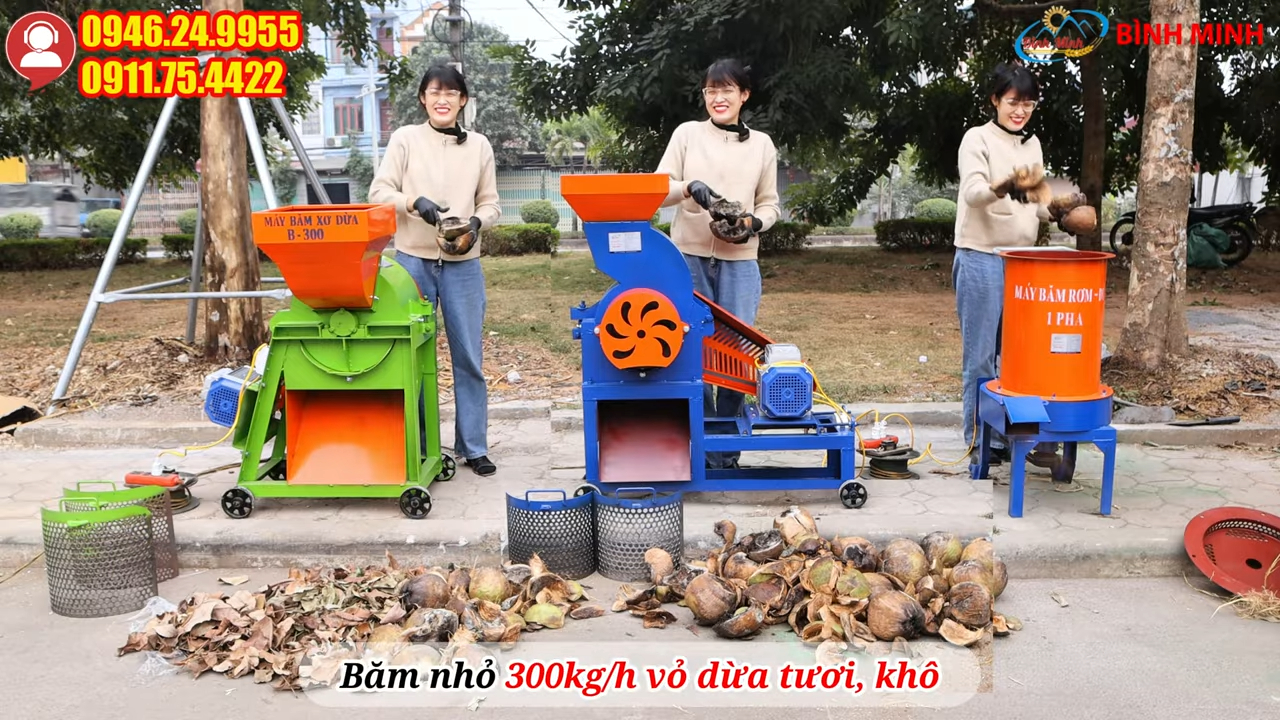 Tư vấn máy băm xơ dừa 1 pha cho hộ gia đình