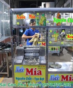 Xe nước mía 2 lô tạo bọt ép 5 cây mía khung sườn vuông 40 inox - chi tiết máy 3