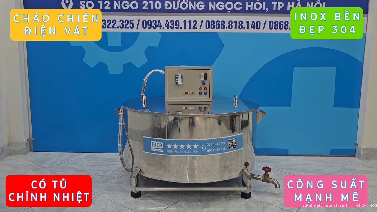 Chảo Chiên Rán Công Nghiệp 150 Lít Có Tủ Điều Chỉnh Nhiệt Độ