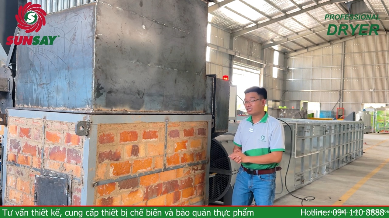 Máy sấy nông sản vĩ ngang đảo chiều gió lò đốt tự động